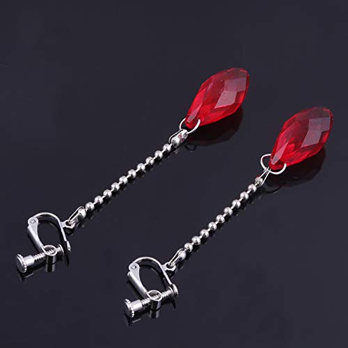 [Australia] - Hunter X Hunter Kurapika Earrings - Anime Cosplay Drop Earrings Accessories For Women Girls Red Clip on Earrings 