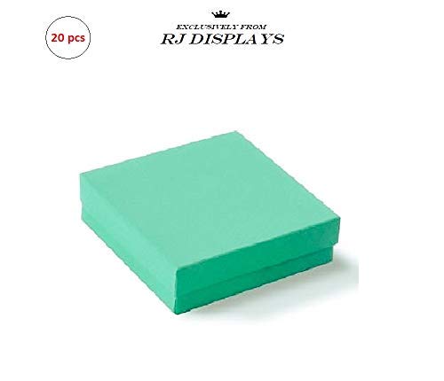 [Australia] - 20 Pack Cotton Filled Teal Blue Color Jewelry Gift and Retail Boxes 3 X 3 X 1 Inch Size by R J Displays 