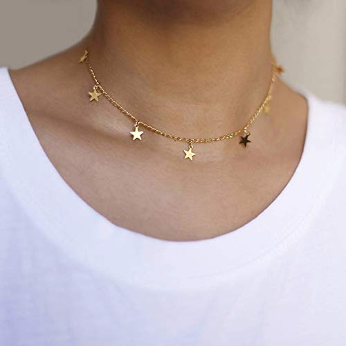 [Australia] - HUASAI Star Choker Necklace for Women Girls Delicate Handmade Gold Plated Brandy Melville Necklace Set Dainty Jewelry 