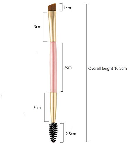 [Australia] - LASSUM 2 Pieces Duo Eyebrow Brush,Angled Eye Brow Brush and Spoolie Brush for Application of Brow Powders Waxes Gels and Blends (Pink & Black) 