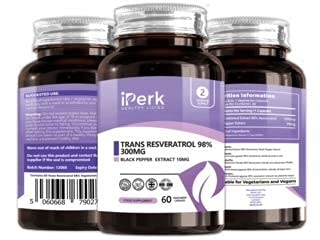 [Australia] - Trans Resveratrol 300mg (Per Capsule) 60 Vegan Capsules with 10mg Black Pepper Extract High Strength Extract | Non GMO, Dairy and Gluten Free Made in The UK in HACCP ACCREDITED Facilities 
