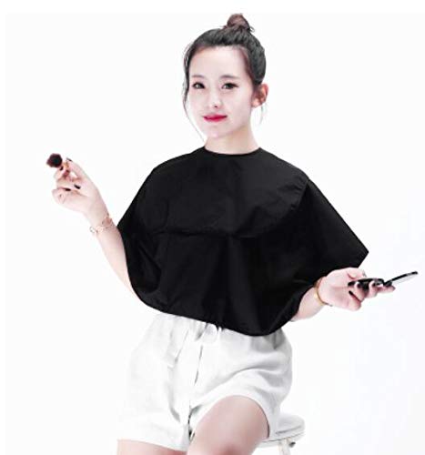 [Australia] - Women Makeup Apron Hair Salon Cape Barber Bib Hair Cutting Apron or Makeup Artist Special Makeup Comb-out Cape(Black) 