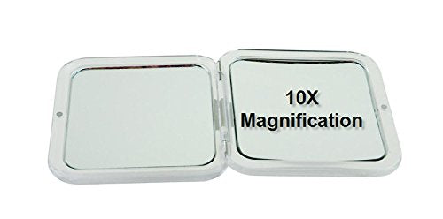 [Australia] - SKÖN lifestyle - Missy 10X/1X Personal Compact Glass Mirror - Strong 10X magnification and traditional 1X mirror, Full 180 degree opening, Effortless magnetic closure and opening - White 