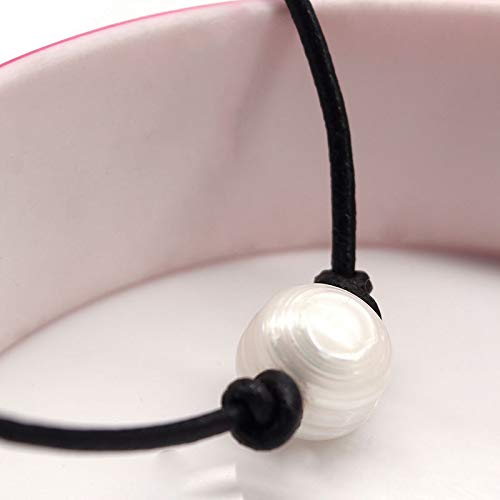 [Australia] - BELUCKIN Black Leather Single Pearl Anklets Bracelet Foot Chain Summer Style Jewelry for Women Girls 