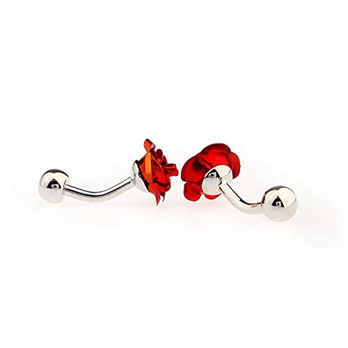 [Australia] - MRCUFF Rose Flower Red Pair of Cufflinks in a Presentation Gift Box with a Polishing Cloth 