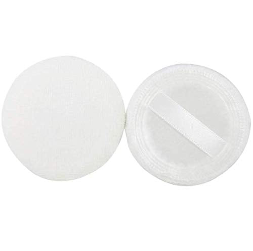 [Australia] - DNHCLL 5PCS 60mm Makeup Powder Pads, White Talcum Powder Satin Ribbon Single-side Pure Cotton Powder Puff Baby Powder Puff, Cotton Powder Puff for Face Makeup 