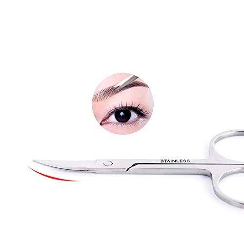 [Australia] - Small Curved Eyebrow Scissors Stainless Steel for Women Beauty Eyelash Extensions Shaping Facial Hair Small Scissors Mustache Beard Nose hair Eyelash trimmer Scissors Cuticle Trimming Remover Tool 1pcs Curved Eyebrow Scissors 