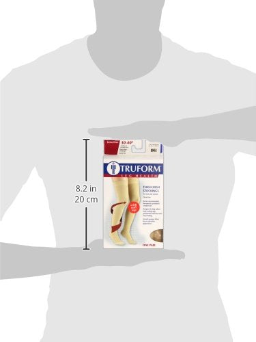 [Australia] - Truform 30-40 mmHg Compression Stockings for Men and Women, Thigh High Length, Closed Toe, Beige, Small 