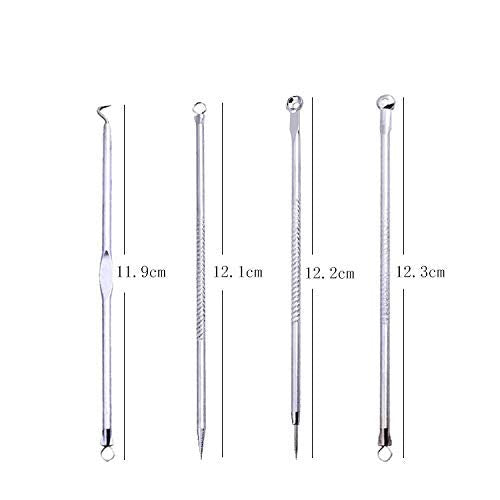 [Australia] - BNP Silver 4Pcs Blackhead Remover Pimple Comedone Extractor Acne Removal Kit - for Blemish, Whitehead Popping, Zit Removing Nose Face Skin with Case 