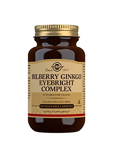 [Australia] - Solgar Bilberry Ginkgo Eyebright Complex Vegetable Capsules - Pack of 60 - Improve Daily Wellbeing - Minimise Free Radical Damage - Vegan and Gluten Free Gold 