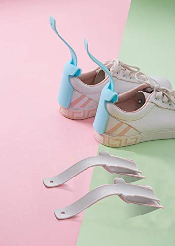 [Australia] - 8 Packs Portable Lazy Shoes Helper Shoe Wear Helper Shoe Lifting Helper for Men Women Kids, Sock Slider Handled Shoe Horn for Seniors, Elderly, Disabled, Fits All Shoes, Blue and Grey 