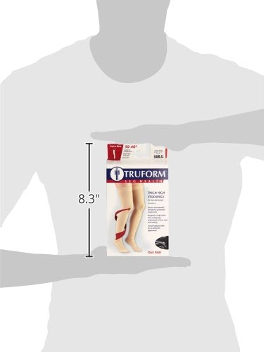 [Australia] - Truform 30-40 mmHg Compression Stockings for Men and Women, Thigh High Length, Dot-Top, Closed Toe, Black, X-Large X-Large (1 Pair) 