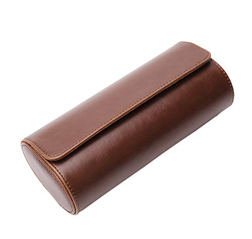 [Australia] - ZHZM Watch Travel Storage Case-Watch Roll Travel Case for Men and Women- 3 Watch Storage and Organizer-Secure Storage with Innovative Removable Pillows & Solid Dividers for Home Storage, Travel and Display ( Dark Brown) 