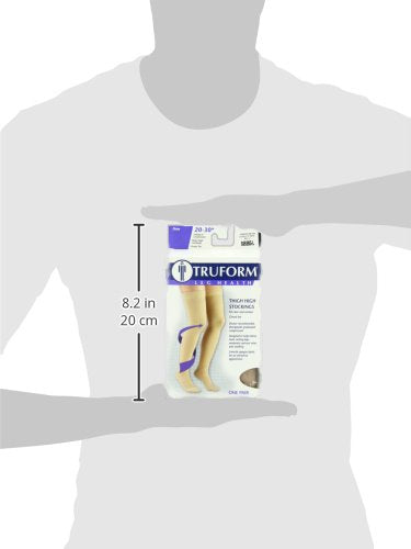 [Australia] - Truform 20-30 mmHg Compression Stockings for Men and Women, Thigh High Length, Dot Top, Closed Toe, Beige, Large Large (1 Pair) 