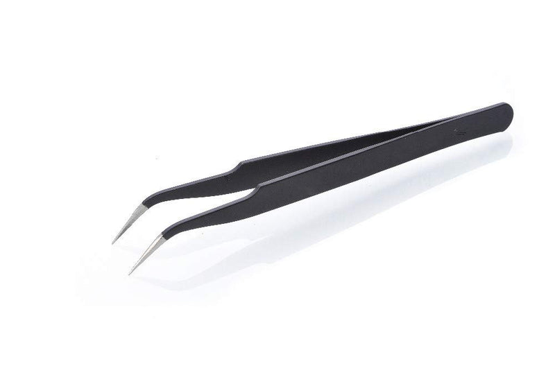 [Australia] - 2pcs Tweezers Set Anti-static Stainless Steel for Ingrown Hair Curved Straight Professional Slant Tip &Splinter Tip Remover Tweezer 