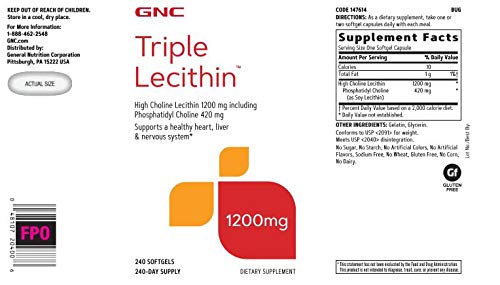 [Australia] - GNC Triple Lecithin - 240 Capsules 