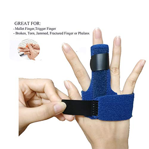 [Australia] - Trigger Finger Splint, Finger Knuckle Support Brace, Adjustable Brace for Straightening Curved, Bent, Locked and Mallet Finger Thumb,Ring,Index(Right) Blue Right hand 