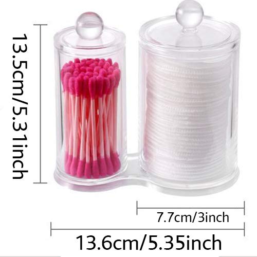 [Australia] - PuTwo Makeup Organizer Cotton Pads Holder Swab Jar Divider with 2 Sections Acrylic Cotton Pads Holder 2 Sections 