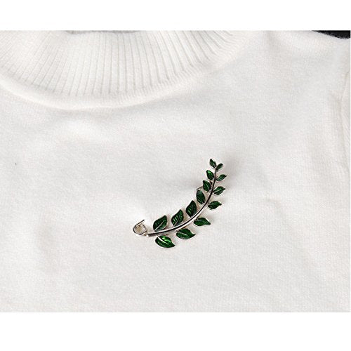 [Australia] - Joyci Vintage Green Leaf Brooch Cardigan Pin Shawl Brooch Buckle Sweater Knitwear Lapel Pin Gold plated 