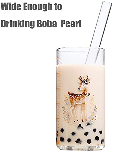 [Australia] - ALINK Reusable Glass Boba Straws, 14mm Extra Wide Clear Smoothie Straws for Bubble Tea, Pack of 4 with 1 Case and 2 Brush 
