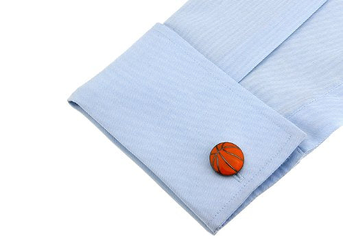 [Australia] - Cuff-Daddy Orange Basketball Silver Cufflinks with Presentation Box 