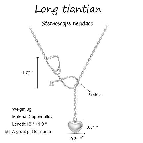 [Australia] - Heart Stethoscope Necklace Set for Nurse Gifts Doctors Medical Nursing Jewelry Necklace for Doctor Nurse A-Silver-set 