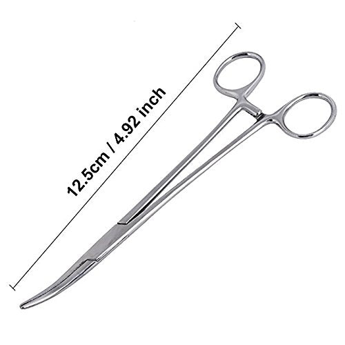 [Australia] - WUWYOUWL Hemostat Forceps, Stainless Steel Dog Cat Pet Scissors Ear Hair Clamp Fishing Scissors Tools (12.5cm Bent) 12.5cm Bent 