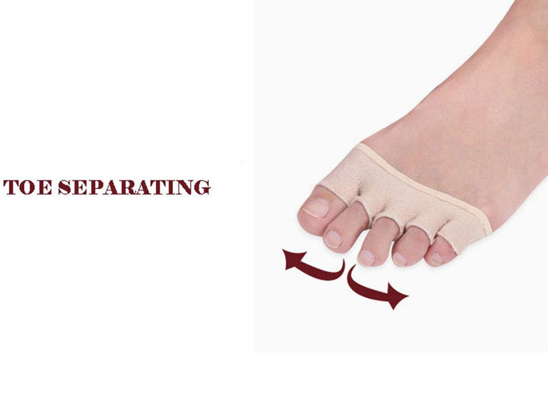 [Australia] - PEDIMEND Women Invisible Yoga Gym Non Slip Toe Socks | Yoga Half Grip Five Finger Socks | Foot Care Beige 