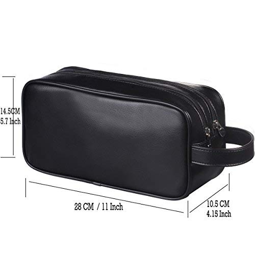 [Australia] - HappyDavid Soft PU Leather Zipped Travel Toiletry Bag Mens Ladies Supply Toiletry Bag Case(Black) 1.Black 