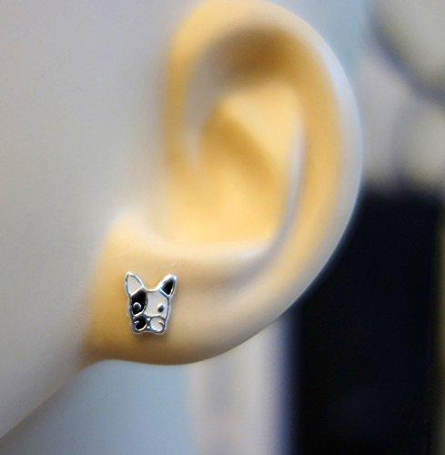 [Australia] - Sterling Silver French Bulldog Dog Earrings Boston Frenchie 