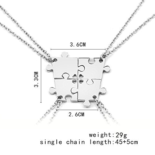 [Australia] - Charm.L Grace 4 Piece Best Friend Necklaces Keychains Friendship Pendant Charm Necklace Set Puzzle XL989 