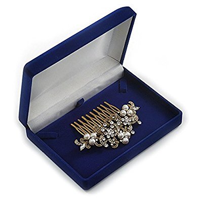 [Australia] - Avalaya Luxury Blue Velour Brooch/Pendant/Earring/Comb Jewellery Box 