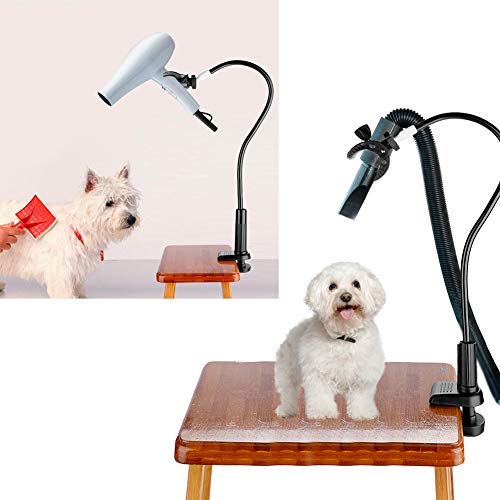 [Australia] - Pet Hair Dryer Holder 360 Degrees Rotatable Hands-free Hair Dryer Stand Aluminum Alloy Gooseneck Dog Cat Grooming Table Hair Dryer Clip Holder with Clamp Mount 