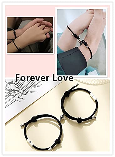 [Australia] - Matching Couple Bracelets Adjustable Magnetic Bracelets For Couples，2 Pcs Relationship Bracelets For Women Men Girls 1#Moon and Sun (black) 