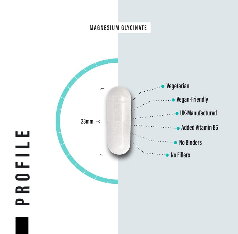 [Australia] - Magnesium Glycinate Supplements 1500mg & Vitamin B6 - 120 High Strength Capsules - 1500mg of Magnesium Providing 315mg Elemental Magnesium (Bisglycinate) - Pure Active Ingredient 