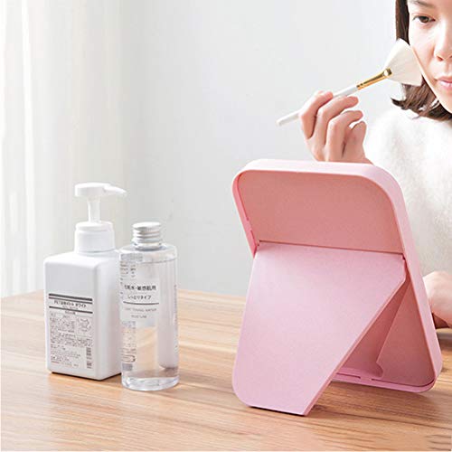[Australia] - Coobbar Desktop Makeup Mirror,Foldable Makeup Mirror Simple Portable Makeup Mirror Princess Mirror Square Mirror Makeup Mirror for Women (Pink) Pink 