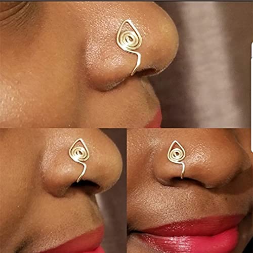 [Australia] - Wishangol African Nose Cuff, Nose Cuff Non Piercing, gold nose cuff, Fake Nose ring, Clip on Nose Ring for Women Men 