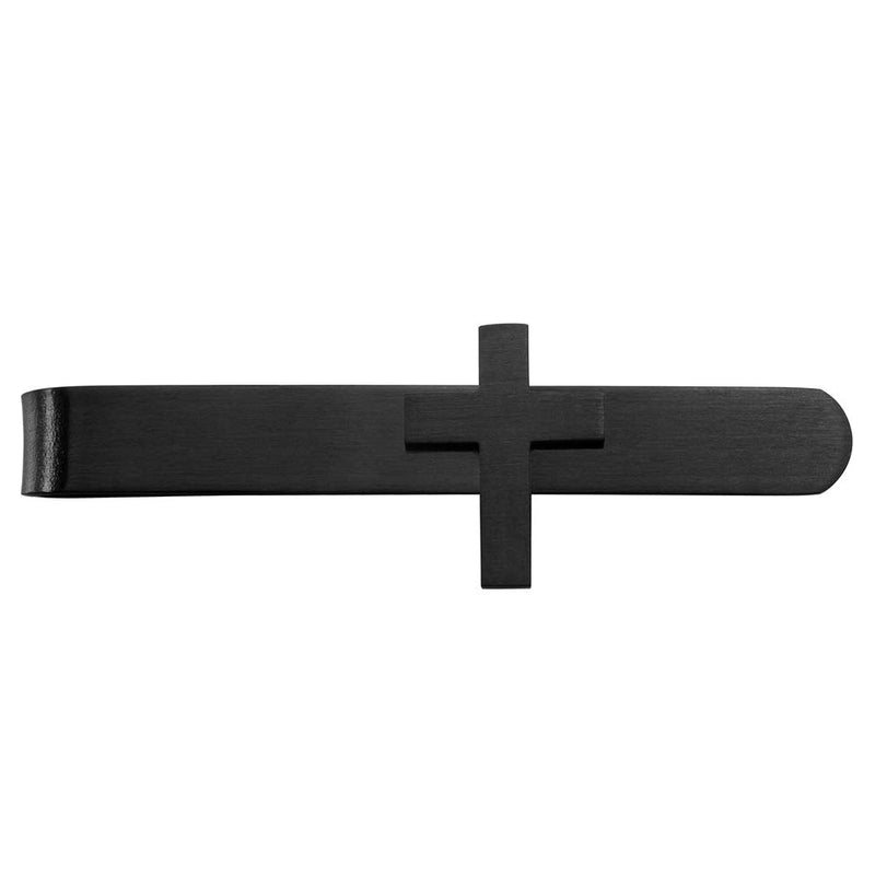 [Australia] - HAWSON 2" Cross Tie Bar Clip in Stainless Steel for Men's Skinny Necktie black 