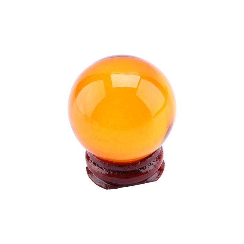 [Australia] - Zerodis Healing Crystal Natural Ball, Crystal Amber Color Crystal Healing Ball Sphere 40mm Natural Carved Quartz Ball Healing with Wood Stand 