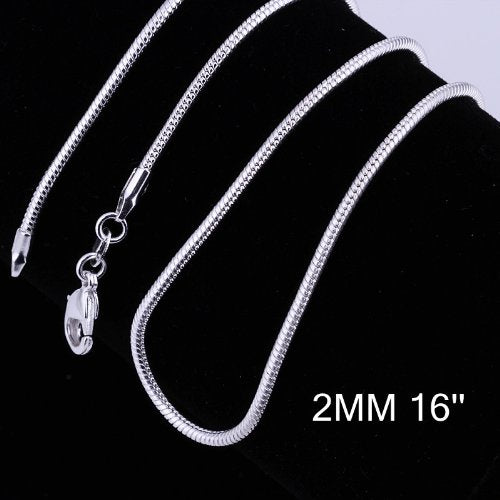 [Australia] - Greendou Fashion Jewelry 3 Pieces 925 Sterling Silver 2mm Snake Chain Necklace (16 Inch) 16 Inch 