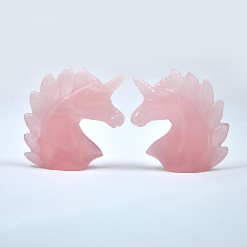 [Australia] - 2" Hand Carved Unicorn Stone Statue, Healing Crystal Gemstones Carving Figurine Healing Energy Crystal Unicorn Sculpture Reiki Sculpture Rose Quartz 