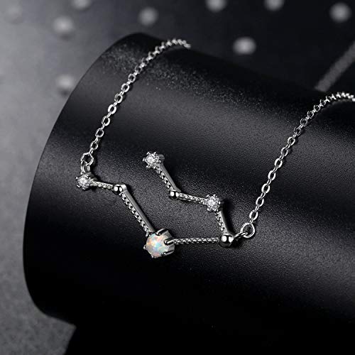 [Australia] - VIKI LYNN 925 Sterling Silver Created Opal Zodiac Necklace Gemini 