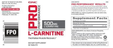 [Australia] - GNC Pro Performance L-Carnitine, 60 Tablets, Supports Muscle Recovery 