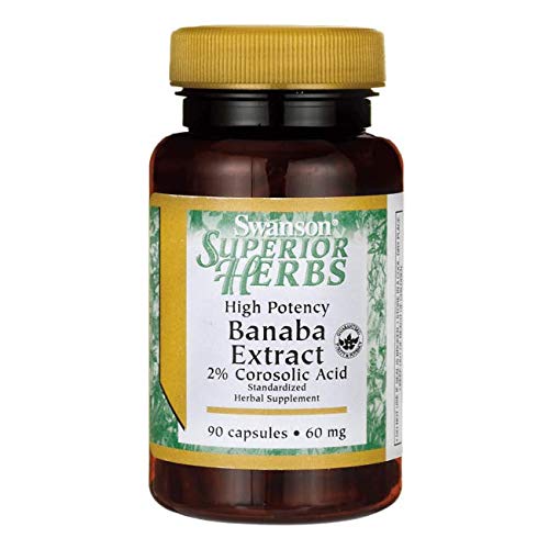[Australia] - Swanson High Potency Banaba Extract - Herbal Supplement to Hep Maintain Healthy Blood Glucose Levels - Wellness Formula Supporting Daily Health Maintenance - (90 Capsules, 60mg Each) 1 
