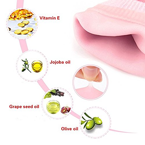 [Australia] - Moisturizing Socks Heel Gel Sock - Callus Rough Foot Care Treatment Soft Silicone Gel Lined Infused Lotion Spa Socks|2 Pairs Cotton Gel Sleeves For Repairing Softening Dry Cracked Feet Skins Blue & Pink 
