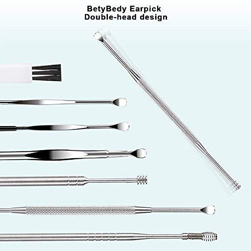 [Australia] - 7 Pcs Ear Pick, BetyBedy Ear Cleansing Tool Set, Ear Curette Earwax Removal Kit with a Small Cleaning Brush and Storage Box, Silver 