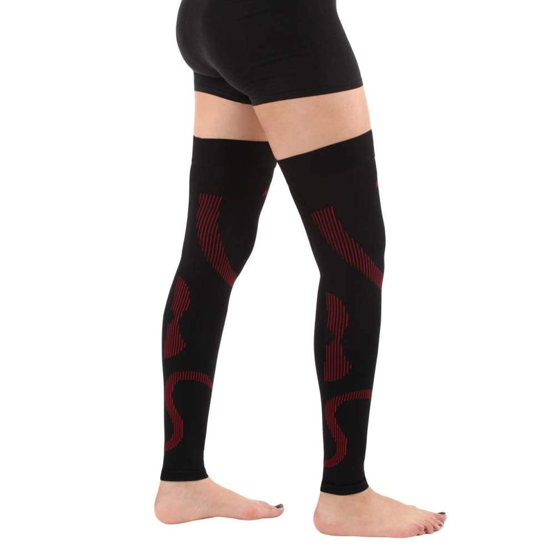 [Australia] - Mojo Compression Stockings Medical Thigh Leg Sleeve 20-30mmhg Black/Red Medium 