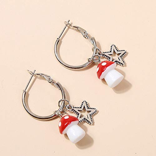 [Australia] - ZZ ZINFANDEL Star Moon Mushroom Necklace Earrings Set for Women Girls,Fashion Punk Chain with Charm 3D Simulation Mushroom Pendant Choker for Vegetables Jewelry A 