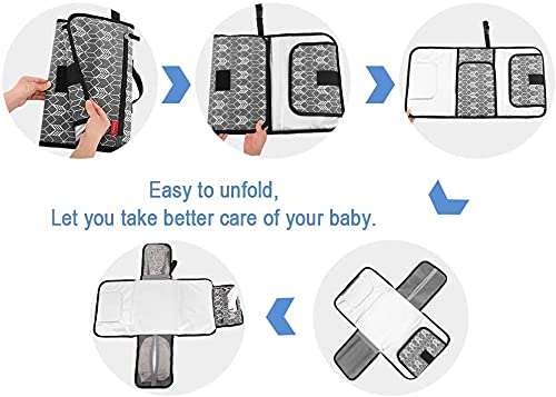 [Australia] - Lekebaby Portable Nappy Changing Mat Travel Baby Change Mat with Wipe-Pocket and Head Cushion, Grey A-Grey 