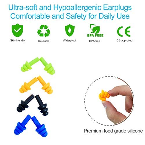 [Australia] - Ear Plugs for Sleeping,16 Pairs Noise Canceling Ear Plugs Soft Reusable Silicone Earplugs Waterproof Noise Reduction Earplugs for Concert,Swimming,Study,Loud Noise,Snoring 